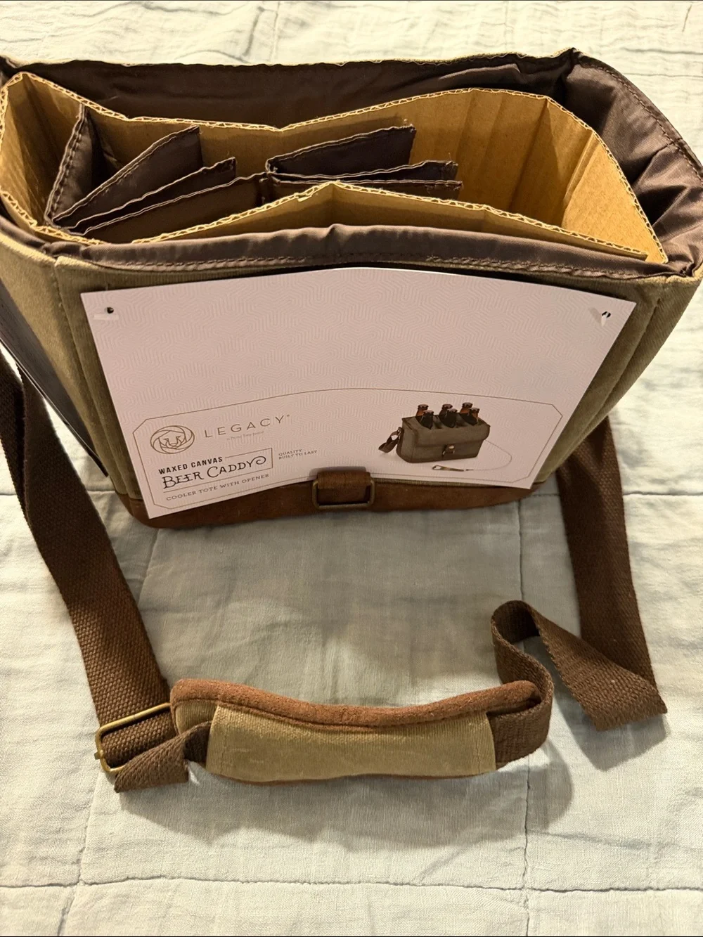 Legacy Waxed Canvas Duffel Beer Caddy - Olive and Brown